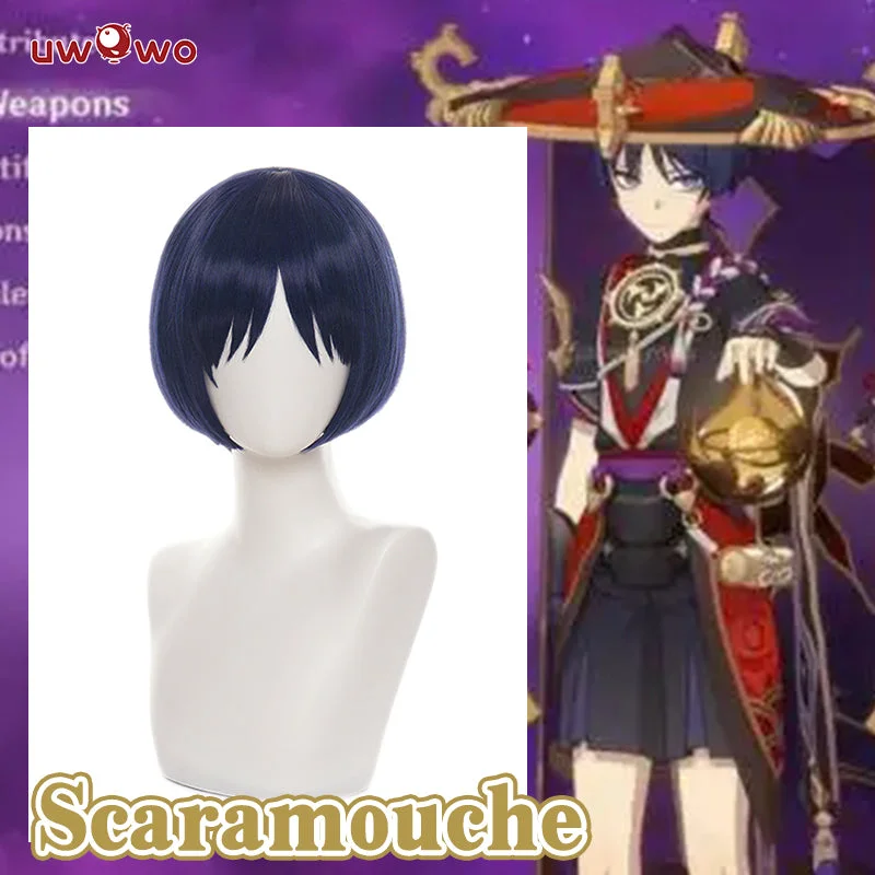 wigs for women with large forehead for balance -Uwowo Genshin Impact Wig Scaramouche Cosplay Wig Scaramouche Wig Short Hair