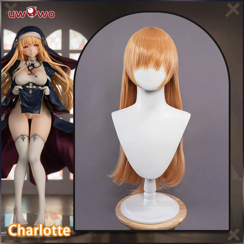 full head wigs for a comfortable fit -Uwowo Original Character Charlotte Figure Nun 18+ Cosplay Wig 70cm Orange Hair