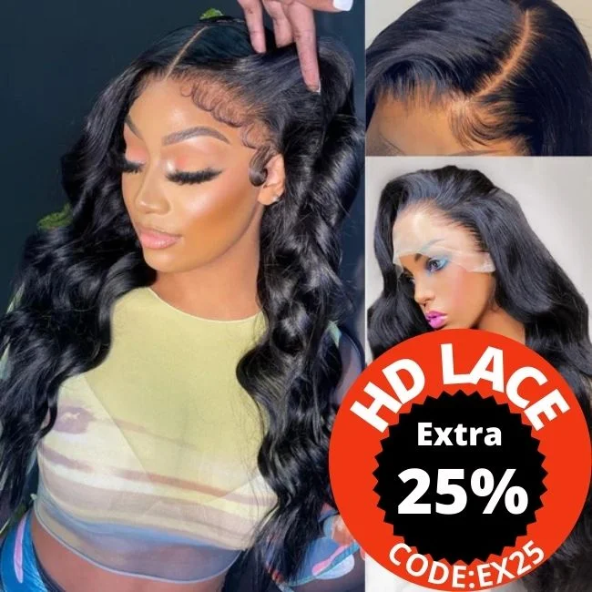 medium-length straight wigs for elegant looks -Promotion Series : Body Wave 13x4 Transparent Lace Frontal Wig Best Glueless HD Lace Wigs-Amanda Hair