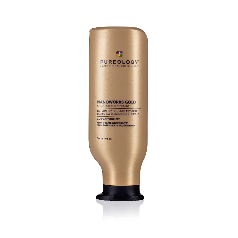 natural shampoo for frizzy, curly hair-PUREOLOGY NANOWORKS GOLD CONDITIONER 266ML