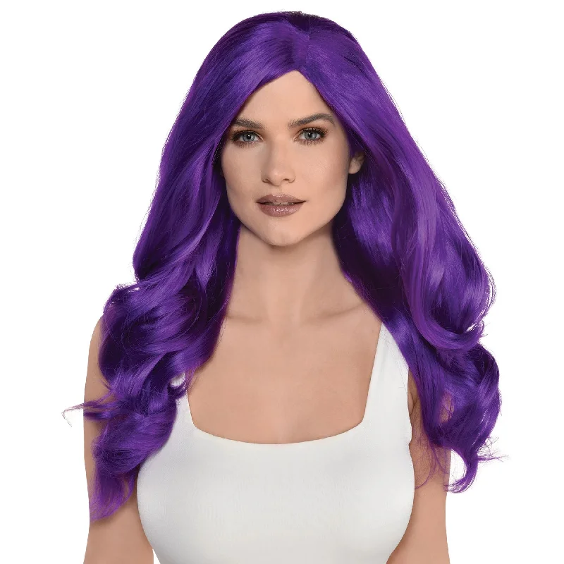 stylish wigs for everyday fashion looks -Purple Long Glam Wig | 1ct