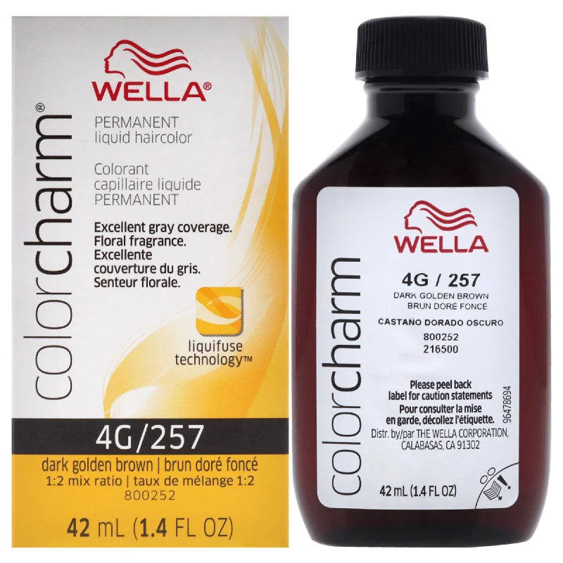 nourishing hair treatment for color-treated hair-Wella Color Charm Permanent Liquid Hair Color - 4G 257 Dark Golden Brown by Wella for Unisex - 1.42 oz Hair Color