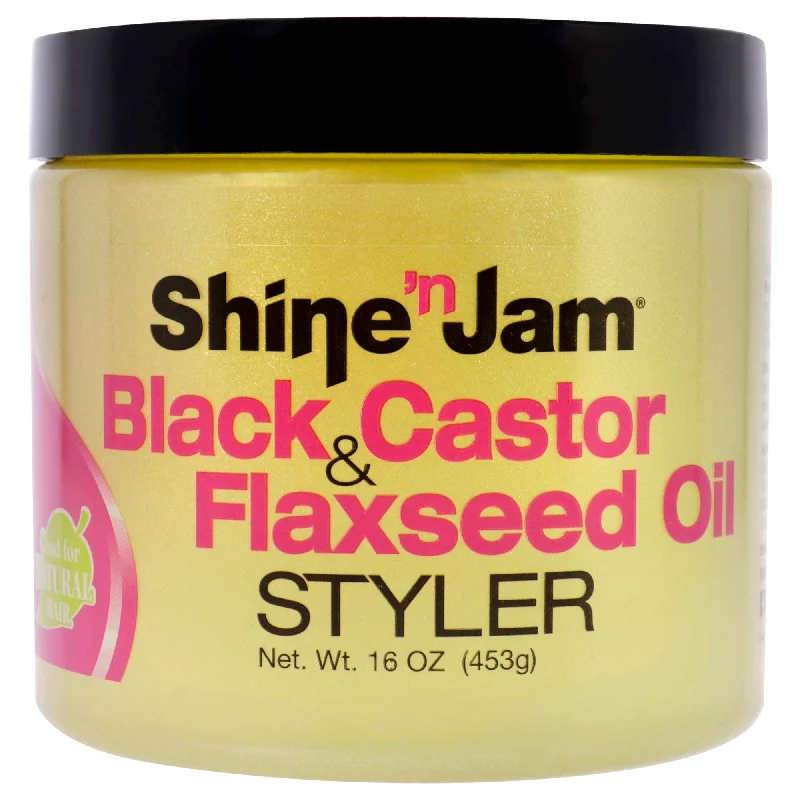 daily hair care for dry, damaged hair-Ampro Shine-n-Jam Black Castor and Flaxseed Oil Styler by Ampro for Women - 16 oz Gel