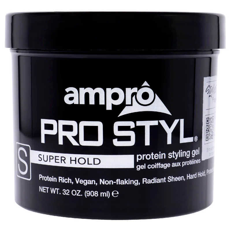 anti-frizz hair gel for curly hair-Ampro Pro Styl Protein Styling Gel - Super Hold by Ampro for Women - 32 oz Gel