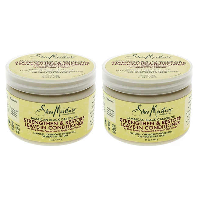 sulfate-free conditioner for curly hair-Shea Moisture Jamaican Black Castor Oil Strengthen & Grow Leave-In Conditioner - Pack of 2 by Shea Moisture for Unisex - 11 oz Conditioner