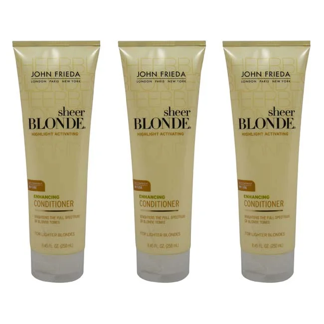 organic leave-in conditioner for curly hair-John Frieda Sheer Blonde Highlight Activating Enhancing Conditioner For Lighter Blondes by John Frieda for Unisex - 8.45 oz Conditioner - Pack of 3