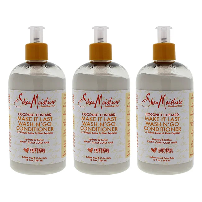 protein treatment for curly hair-Shea Moisture Coconut Custard Make It Last Wash N Go Conditioner by Shea Moisture for Unisex - 13 oz Conditioner - Pack of 3