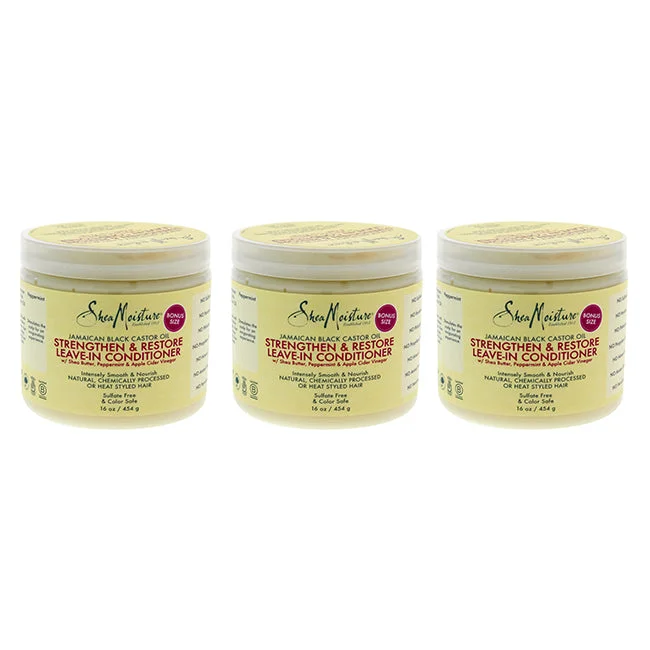 hair care products for split ends-Shea Moisture Jamaican Black Castor Oil Strengthen and Restore Leave-In Conditioner by Shea Moisture for Unisex - 16 oz Conditioner - Pack of 3