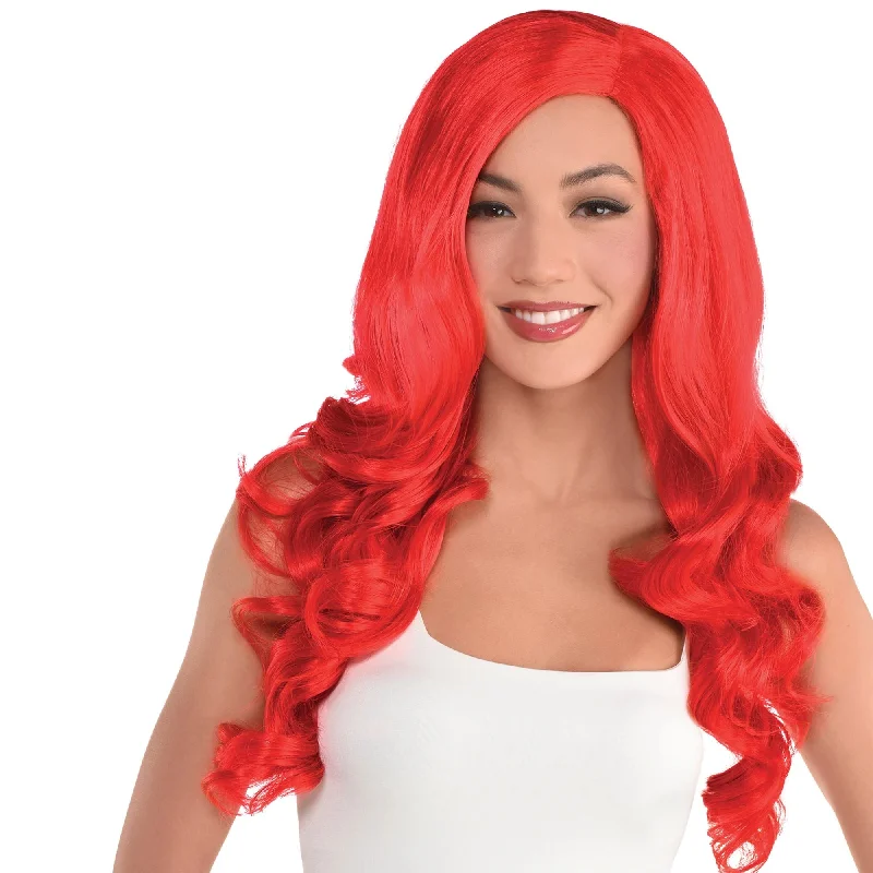 long curly wigs for glamorous styles -Red Long Glam Wig | 1ct