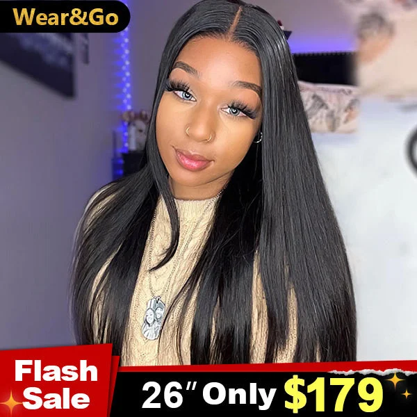 natural-looking wigs for everyday convenience -Flash Sale | Silky Straight Easy Wear Go Glueless Wigs Pre Cut 4x6 HD Lace Closure Wigs Beginner Friendly