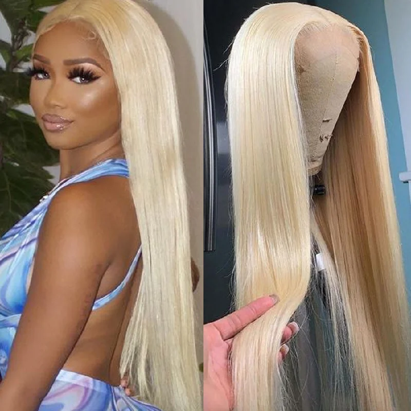 voluminous curly wigs for a bold appearance -Straight Blonde Wigs 613 Straight 5x5 HD Transparent Lace Closure Wig-Amanda Hair