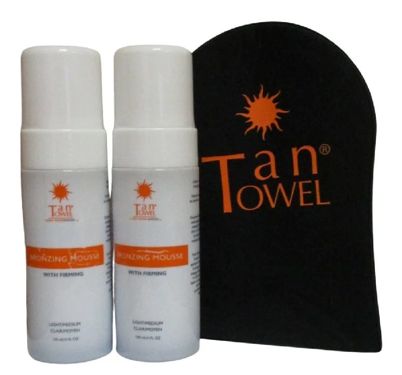 Tan Towel Looks Good Naked Bronzing Mousse 4 oz 2 Pack with Mitt