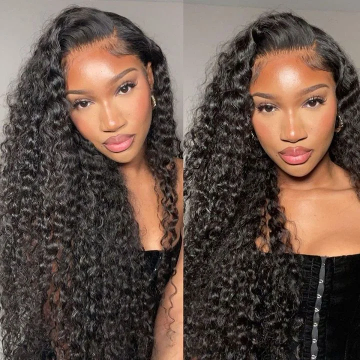 synthetic wigs for easy styling and maintenance -Tiktok Amb.byrd Same Wig Deep Wave 13*4 Transparent HD Lace Frontal Best Glueless Wigs Curly Natural Hair-Amanda Hair