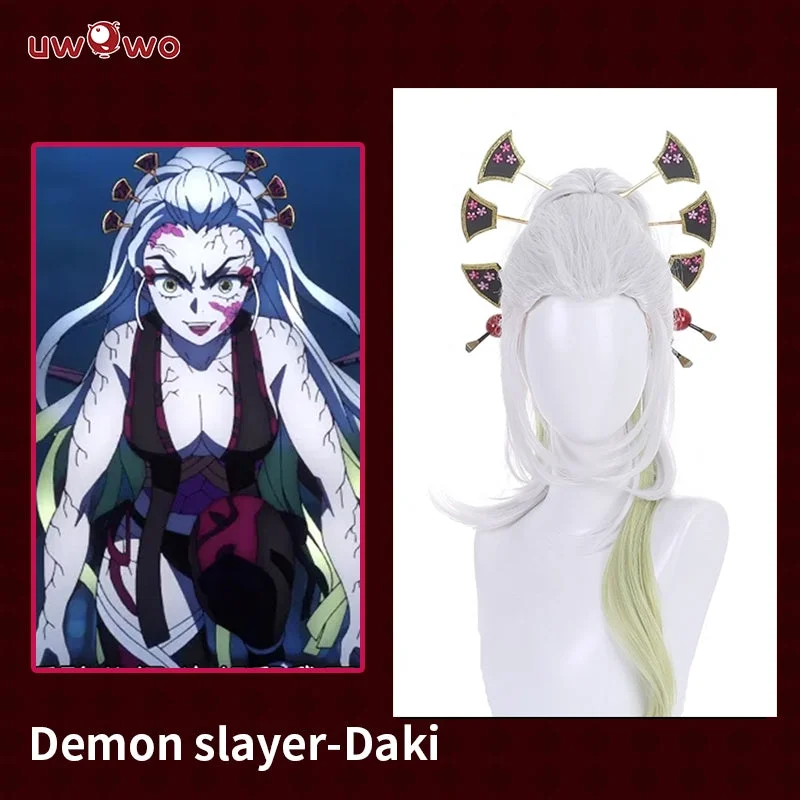 full head wigs for natural hair coverage -Uwowo Anime Demon Slayer: Kimetsu no Yaiba Daki Wig Daki Cosplay Long Hair