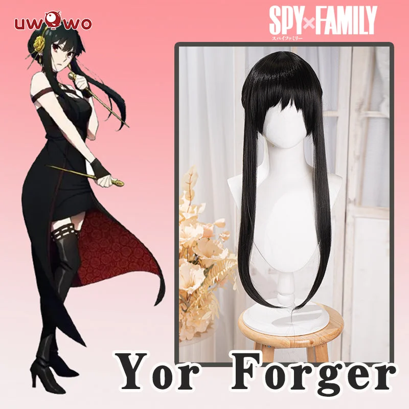 wigs for women with thin or fine hair -Uwowo Anime Spy x Family: Yor Forger Thorn Princess Wig Assassin Cosplay 68cm Long Black Wig