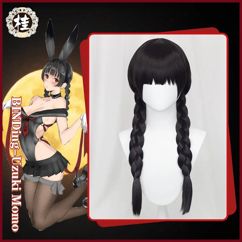 voluminous medium wigs for a balanced look -Uwowo BINDing Uzuki Momo 卯月桃子 Cosplay Wig 65cm Black Braids Hair