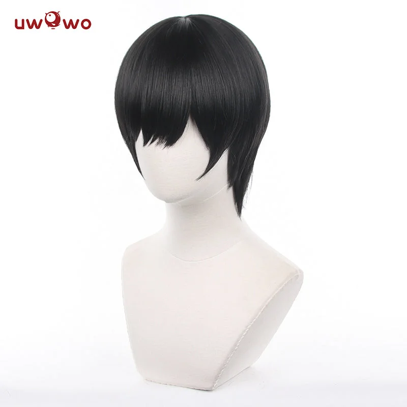 short curly wigs for playful and chic vibes -Uwowo Cosplay Wig Yoshida Hirofumi Wig Man Black  Short Hair