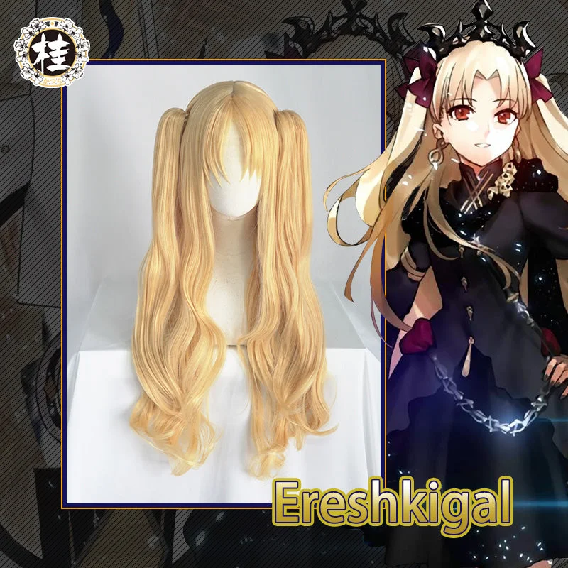 fashionable wigs for modern and creative styles -UWOWO Fate Grand Order Ereshkigal Cosplay Wig 80cm long Gold Double Tail Cosplay Hair