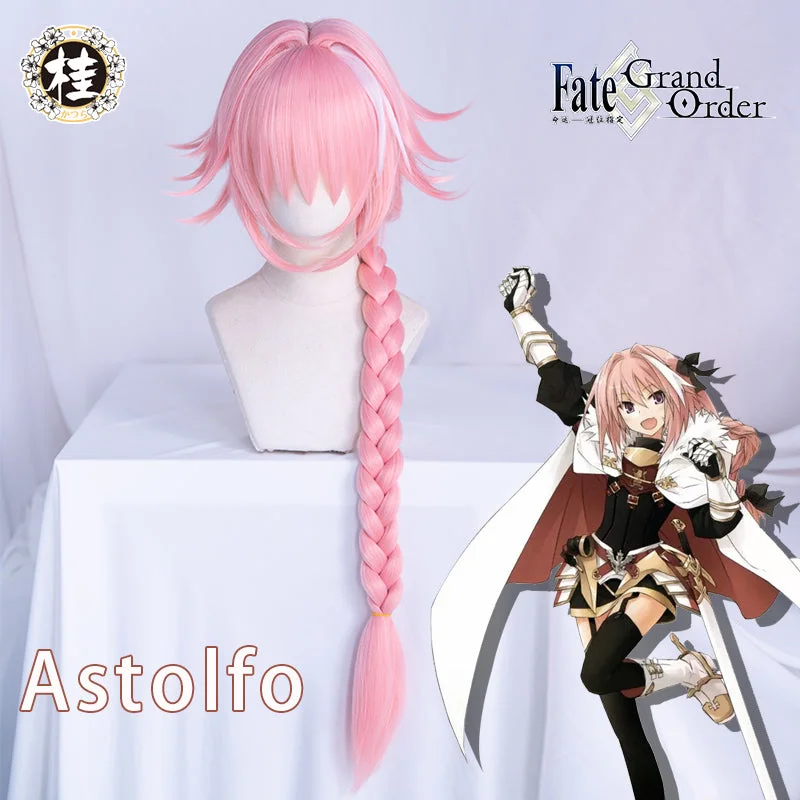 natural curly wigs for effortless beauty -【Pre-sale】Uwowo Game Fate Grand Order/FGO Astolfo Cosplay Wig 60cm Long Pink Braid hair