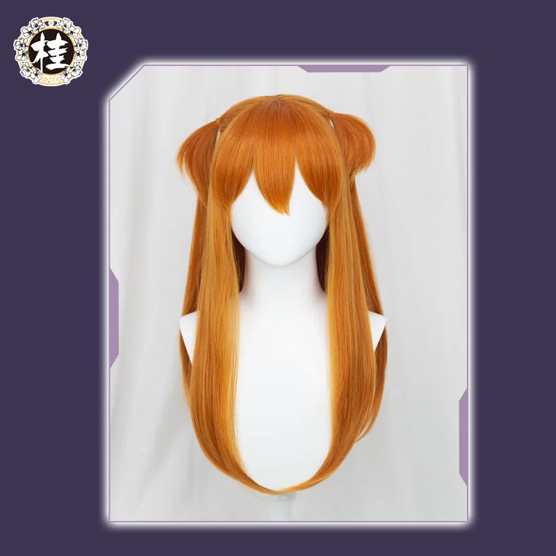 trendy pixie cut wigs for modern fashion -Uwowo Game Anime Character evangelionl Wig 60CM Orange Brown Long Double Ponytail Cosplay Asuka Wig