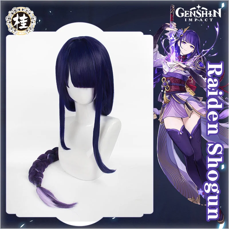 stylish lace front wigs for natural blending -Uwowo Game Genshin Impact Inazuma Baal Raiden Shogun Cosplay Wig 105cm Long braided Hair