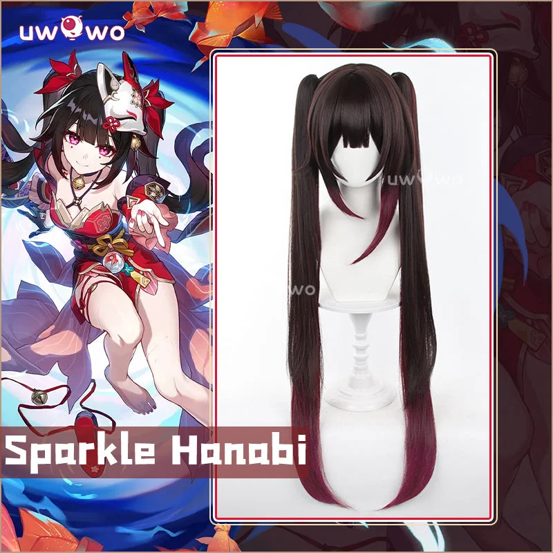 lace front wigs for a seamless hairline -Uwowo Game Honkai: Star Rail Sparkle Hanabi Cosplay Wig Long Dark Brown Hair