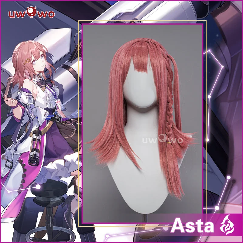 glueless wigs for simple application -Uwowo Honkai Star Rail Cosplay Asta Wig Middle Pink Hair