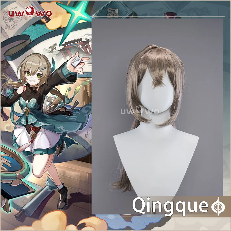 wigs for cancer patients with easy application -Uwowo Honkai Star Rail Cosplay Wig Qing Que Cosplay Wig Qingque Linght Brown Long Hair