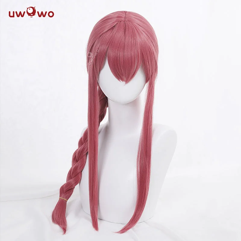 voluminous straight wigs for sleek effect -Uwowo Manga Wig Makima Wig Rose Red Hair Cosplay Wig Role Play Wig