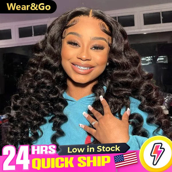 trendy lace front wigs for a flawless appearance -US Warehouse Quick Ship | Wand Curl Bleached Knots Wear Go Glueless Wigs Pre Cut 4x6 HD Lace Closure Wigs