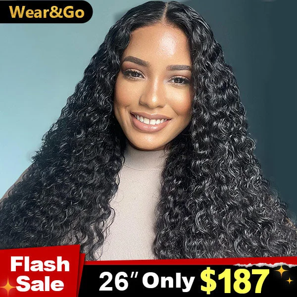 wigs for women with straight hair for smoothness -Flash Sale | Water Wave Wear Go Wigs 4x6 HD Lace Real Glueless Lace Closure Wigs