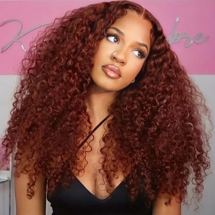 braided wigs for fashionable and protective styles -Glueless Color Wigs Water Wave Reddish Brown Color Wear Go Glueless Wig Pre-cut Lace Wig Preplucked 4x6 HD Lace Wig