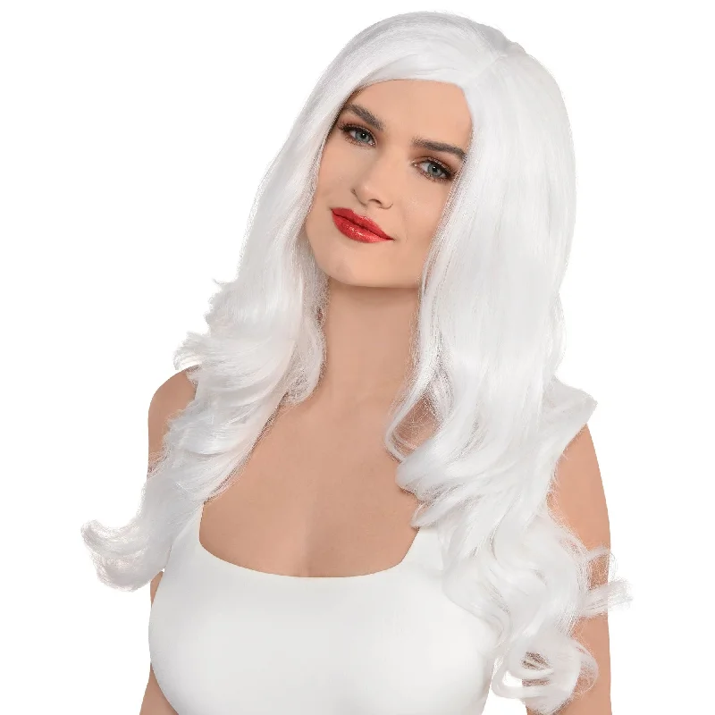 voluminous straight wigs for sleek and shiny style -White Long Glam Wig | 1ct